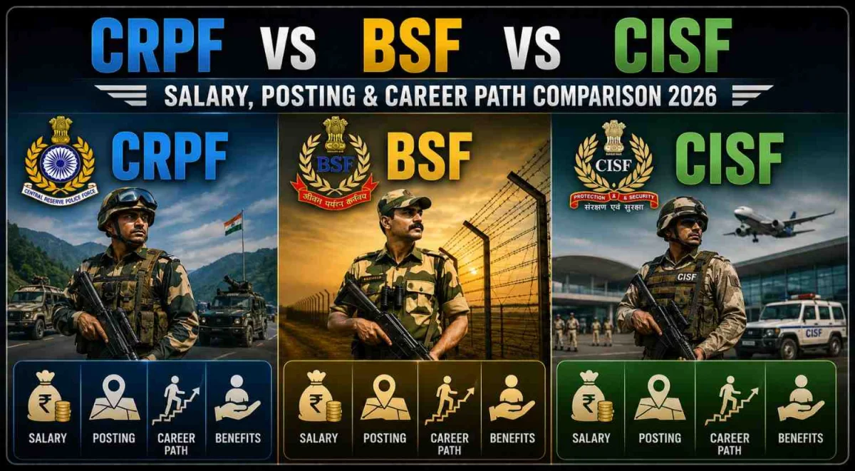 CRPF vs BSF vs CISF: Salary, Posting & Career Path Comparison 2026