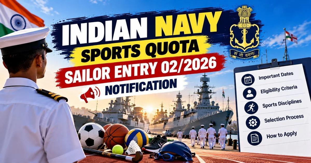 Indian Navy Sports Quota Sailor Entry 02/2026: Full Notification Details