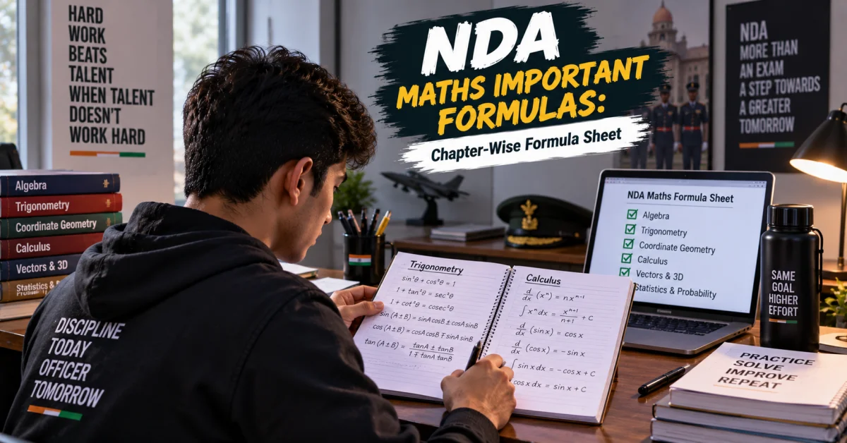 NDA Maths Important Formulas: Chapter-Wise Formula Sheet