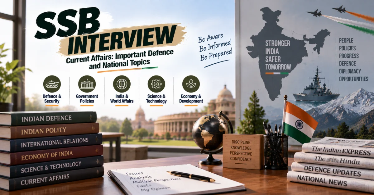 SSB Interview Current Affairs, preparation about national topics and important defence questions.