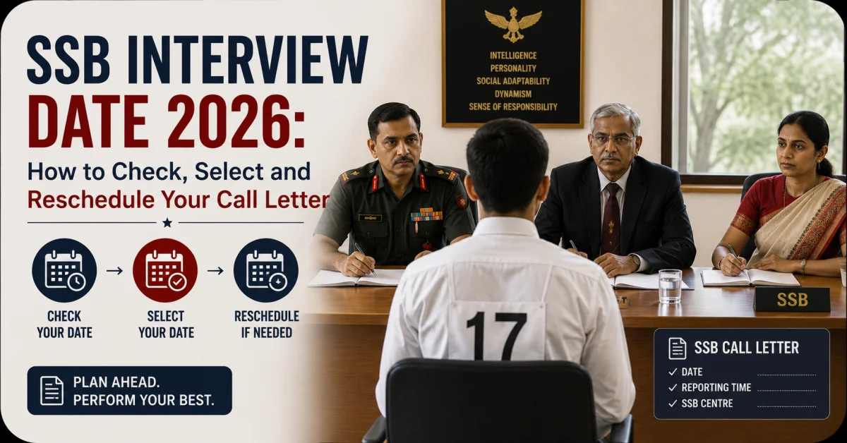 SSB Interview Date 2026: How to Check, Select and Reschedule Your Call Letter