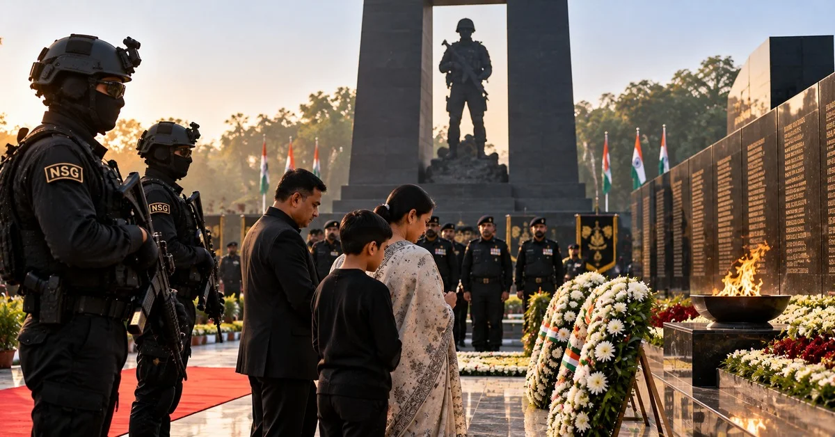 NSG Honours Families of Its Fallen Commandos at National Police Memorial in Delhi